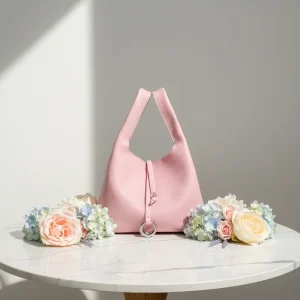 Women’s Small Lychee Leather Bucket Bag Soft Cowhide Crossbody Shoulder Handbag