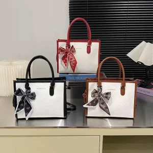 Women’s Snake Skin Texture Tote Bag With Scarf Detail Multi Color Casual Daily Commute Handbag Shopping Bags