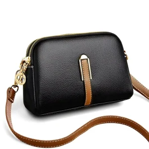 Women’s Spring Summer Style Simple Shoulder Bag Coin Purse Textive Western Crossbody Small Single Strap PU Contrast Zipper