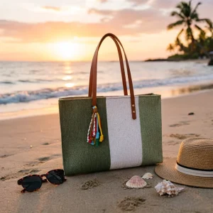 Women’s Straw Tote Bag Woven Beach Handbag with Colorful Tassel Large Capacity Shoulder Bag for Summer Vacation
