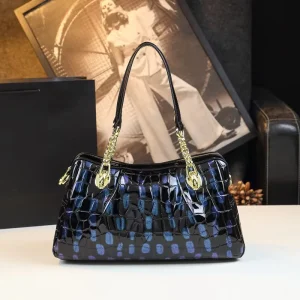 Women’s Style Designer Brand PU Alligator Pattern Luxury Satchel Handbag Zipper Closure Chains High Quality