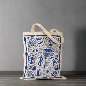 Women’s Stylish Cotton Canvas Tote Bag Custom Logo Printed Eco Friendly Daily Handheld Canvas Pouch For Shopping
