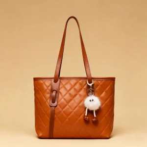 Women’s Tote Bag Genuine Leather PU Material Zippered Closure Satchel for Work Outdoor Laptop Book Tote Shopping Bag