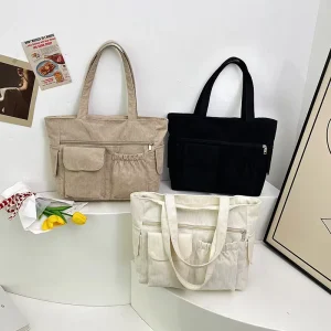 Women’s Tote Bag New Simple Large Capacity Tote Stylish Solid Color Shoulder Bag Custom