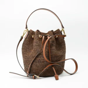 Women’s Tote Bags Summer and Spring Season Straw Raffia Drawstring Bucket Bag