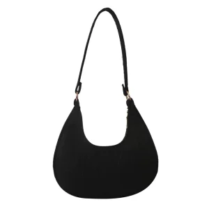 Women’s Trendy Retro Felt Bag Small New Arrival Fashion Satchel Shoulder Arm Pouch Pure Color Dumpling Bag Design
