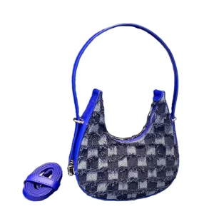 Women’s Underarm Bag New Design Denim Fabric Shoulder Bag for Ladies Moon Crossbody Designer Handbags