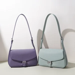 Women’s Underarm Genuine Leather Crossbody Bag Middle Square Magnetic Button Seam Line Urban Simplicity Light Luxury Commute