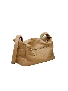 Women’s Vegetable Tanned Leather Crossbody Bag Quilted Design Adjustable Strap Purse with Zipper Pocket Stylish Soft Hobo Bag