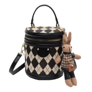 Women’s Vintage Crossbody Bucket Bag Single Strap Leather Handbag Letter Fashionable Portable Niche for Ladies