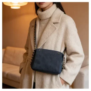 Women’s Vintage PU Leather Single Strap Shoulder Messenger Bag Zipper Closure Portable Design Polyester Lining Daily Use
