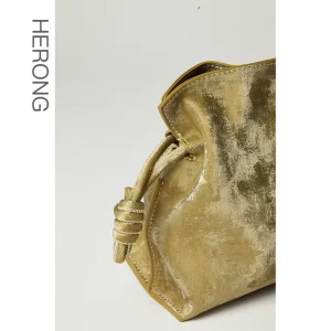 Women’s Vintage Style Small Leather Bucket Bag Purses Tassel Decoration PU Polyester Lining Crossbody Handbag