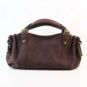 Women’s Vintage Washed Soft PU Leather Tote Bag Large Capacity Multi-Pocket Shoulder Messenger Commuting Handbag