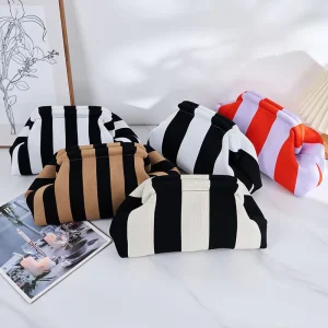 Woven Crochet Purses for Women’s Beach Clutch Handbags Dumpling Clutch Ruched Cloud Purse Cosmetic Bags for Women Sac Tendance