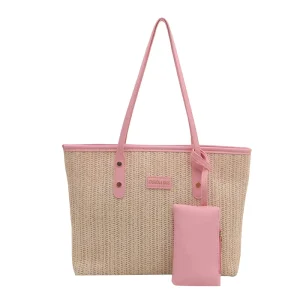 Woven Straw Bag Women’s Large Capacity New Summer Versatile Shoulder Bag Texture Class Commuter Tote Bag