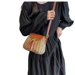 Woven Straw Bags Women’s Shoulder Bag Fashion Straw Beach Bag