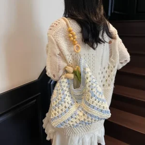 XC9336 Spring Straw Bag Large Capacity Fashion Single Shoulder Bag with Tassel and Cross Strap