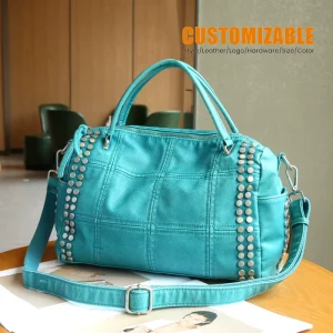 Y2K Spicy Girl Large Capacity Vintage Washed Motorcycle Bag One Shoulder Crossbody Stylish Casual Style Handbags Women