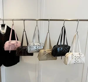 Y2K Stylish Cute Girl Bow Underarm Crossbody Bag Young Lady Shoulder Handbag