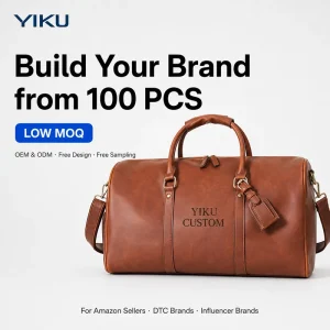 YIKU Small Batch Professional Custom Vegan Leather for E-commerce Brands Low MOQ 100 Pcs Free Sampling Travel Duffel Bag