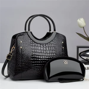 ZP5107 Luxury Designer 2-in-1 Croc PU Leather Women’s Wallet Crossbody Satchel Zipper Portable Lady Shoulder Bag
