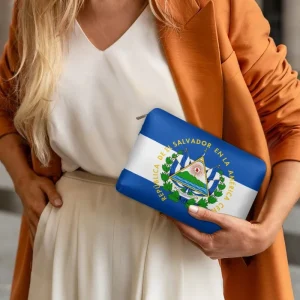Zipped PU Leather Clutch El Salvador Flag Design Women Wallet Custom Multifunction Purses Zip Wrist Bag Coin Holder Female