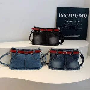 Zipper Closure Personalized Wallet Unique Creative Jeans Women’s Shoulder Bag Portable Soft Crossbody Bag for Ladies