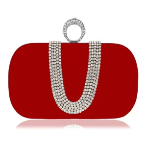 red colors dinner bag luxury diamonds clutch banquet evening bag shell chain