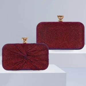 trending Elegant Wine Red Pleated Handbag Shoulder Ladies Clutch Bags Dinner Party Evening Bag for Woman