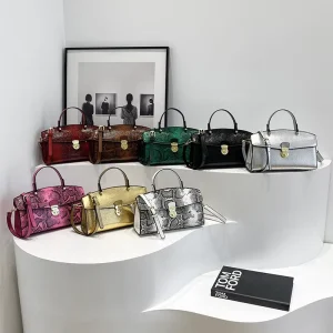 Fashion Handbags Serpentine Pattern with Multiple Colors Young Lady Shoulder PU Leather Bags Lady Design Purses for Females