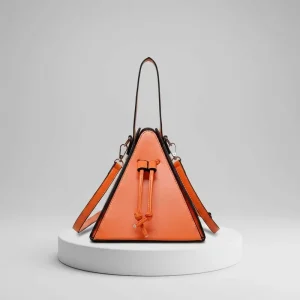 Ready Stock Available Triangle Shape Women Handbag Detachable Wide Strap PU Leather Crossbody Purse