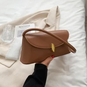 Women’s Lady Vintage PU Leather Handbag Top Handle Single Underarm Shoulder Messenger Zip Closure Portable Summer Waterproof
