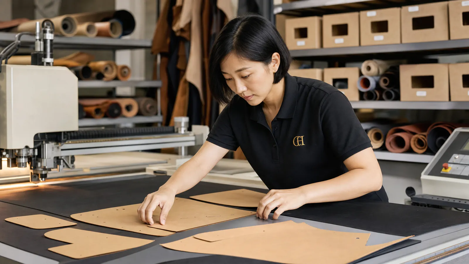 Computerized material cutting for custom women bags